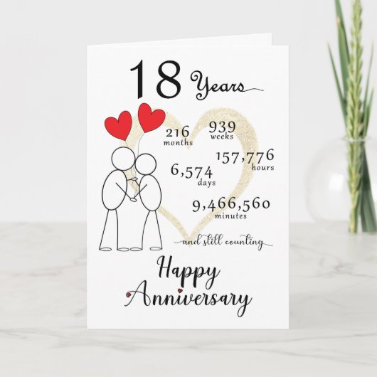 Carte du 18e anniversaire du Mariage avec ballons  (Devant)