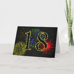Carte du 18ème anniversaire avec feu d'artifice