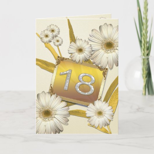 Carte du 18ème anniversaire avec marguerites. (Devant)