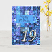 Carte du 19ème anniversaire avec carrés abstraits. (Fleur jaune)