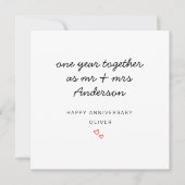 Carte du 1er anniversaire de Mariage pour femme de (Devant)