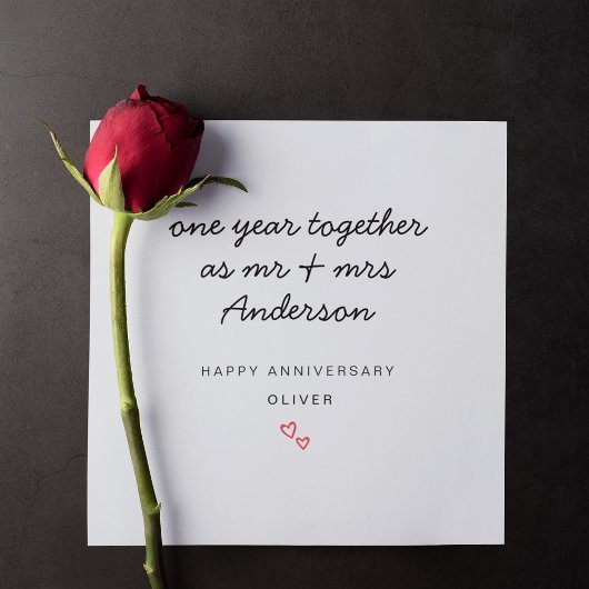 Carte du 1er anniversaire de Mariage pour femme de