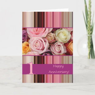 Carte du 1er anniversaire Mariage - Pastel rose ra