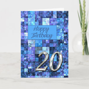 Carte du 20e anniversaire avec carrés abstraits.