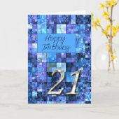 Carte du 21e anniversaire avec carrés abstraits. (Fleur jaune)