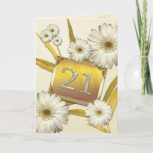 Carte du 21e anniversaire avec marguerites.