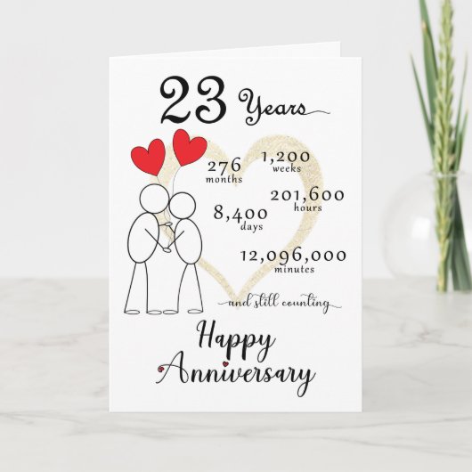 Carte du 23e anniversaire du Mariage avec ballons  (Devant)