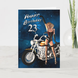 Carte du 23ème anniversaire avec moto