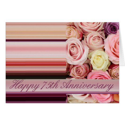 Carte du 25e anniversaire du Mariage - Pastel rose (Devant horizontal)
