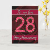 Carte du 28e anniversaire avec rose et feuille (Fleur jaune)