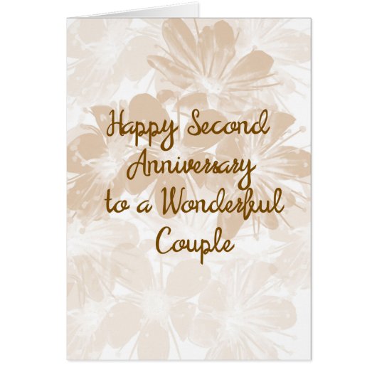 Carte du 2e anniversaire, Fleurs Tan (Devant)