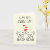 Carte du 30e anniversaire de l'ours de Koala migno (Fleur jaune)