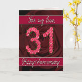 Carte du 31e anniversaire avec roses et feuilles (Fleur jaune)