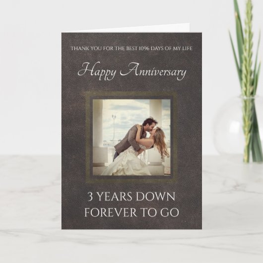 Carte du 3e anniversaire de la tenue en cuir tradi (Devant)