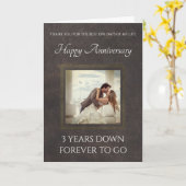 Carte du 3e anniversaire de la tenue en cuir tradi (Fleur jaune)