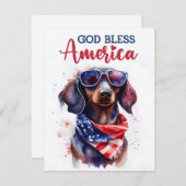 Carte du 4 juillet pour chien patriotique teckel (Devant / Derrière)