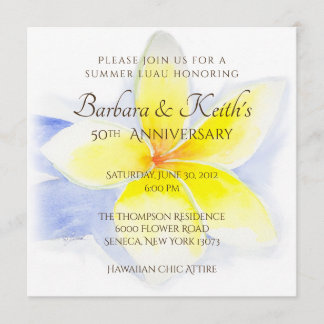 Carte du 50e anniversaire au Plumeria jaune