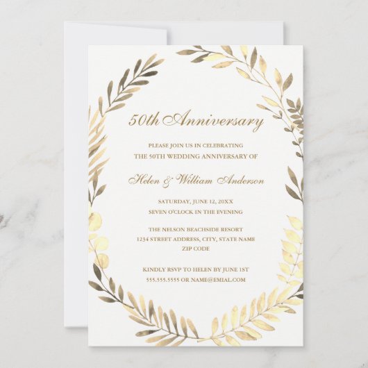 Carte du 50e anniversaire de la couronne feuille d (Devant)