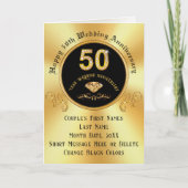 Carte du 50e anniversaire pour parents, femme, ami (Devant)