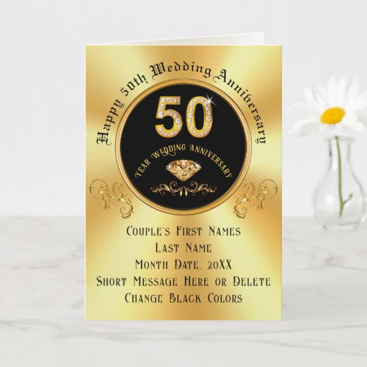 Carte du 50e anniversaire pour parents, femme, ami (Petite plante)
