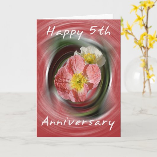 Carte du 5e anniversaire (Fleur jaune)