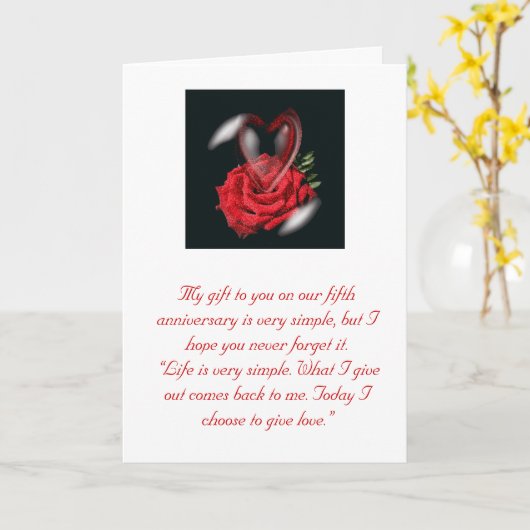 Carte du 5e anniversaire (Fleur jaune)