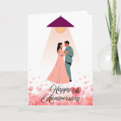 Carte du 5e anniversaire avec couple et coeur dans (Devant)