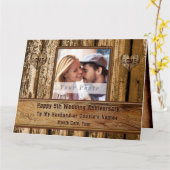 Carte du 5e anniversaire de Wood Look pour mari, B (Fleur jaune)