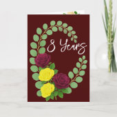 Carte du 8e anniversaire - Florales bordeaux et ja (Devant)