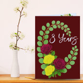 Carte du 8e anniversaire - Florales bordeaux et ja