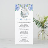 Carte du baby shower d'aquarelle fleurie d'éléphan (Debout devant)