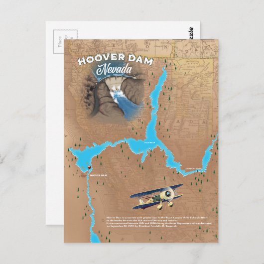 Carte du barrage Hoover Nevada (Devant / Derrière)