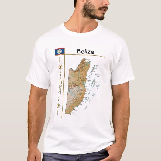 Carte du Belize + Indicateur + Titre T-shirt (Devant)