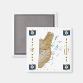 Carte du Belize + Magnet des drapeaux (Recto/Verso)