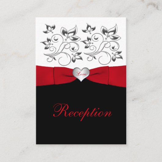 Carte du boîtier de réception Floral Rouge Noir (Devant)