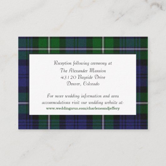 Carte du boîtier du Mariage Plaid Forbes personnal (Devant)