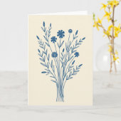 Carte du bouquet botanique bleu (Fleur jaune)