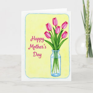 Carte du bouquet de fleurs roses pour femme