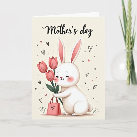 Carte du bouquet de lapin aimant (Devant)