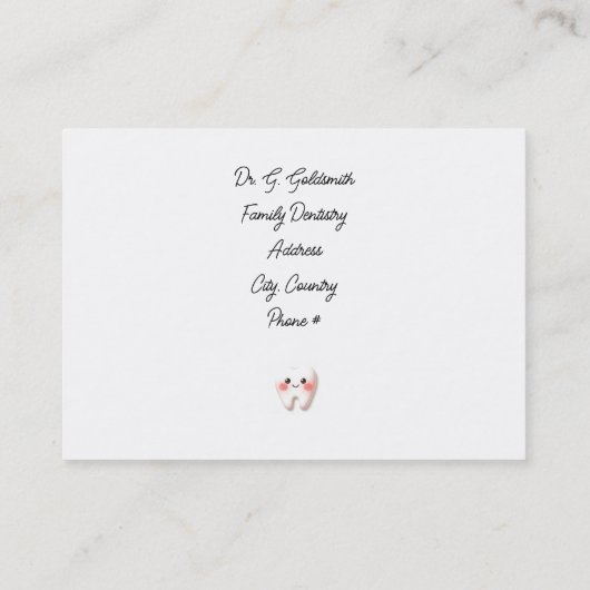 Carte du bureau de rendez-vous dentaire (Dos)