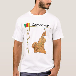 Carte du Cameroun + Drapeau + Titre T-shirt