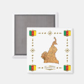 Carte du Cameroun + Magnet des drapeaux (Recto/Verso)