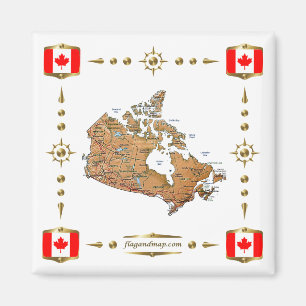 Carte du Canada + Magnet des drapeaux