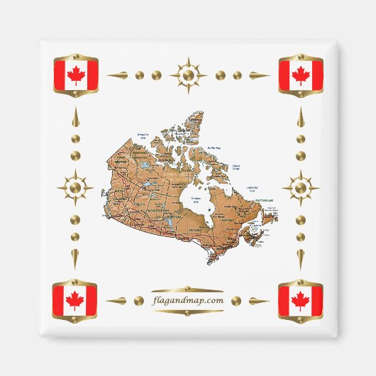 Carte du Canada + Magnet des drapeaux (Devant)