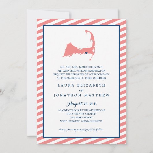 Carte du cap Dennisport et des bandes | MARIAGE (Devant)