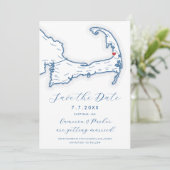 Carte du cap Eastham MA Marine Mariage bleu (Debout devant)
