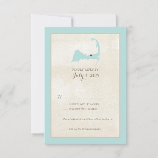 Carte du cap Harwich | Menu Mariage RSVP (Devant)