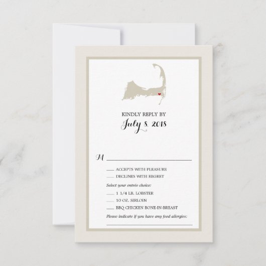 Carte du cap Harwich | Menu Mariage RSVP (Devant)