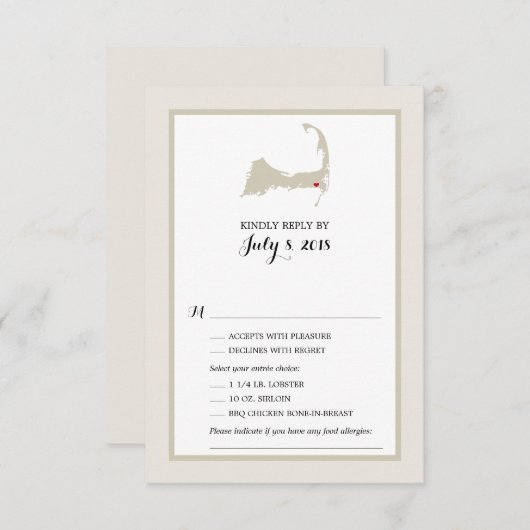 Carte du cap Harwich | Menu Mariage RSVP (Devant / Derrière)