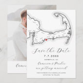 Carte du Cap Osterville MA Carte du Cap noir et bl (Devant / Derrière)